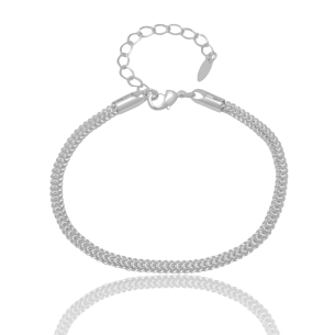 Pulseira Trançada Oca 3mm Banho Branco