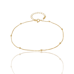 Tornozeleira Veneziana Bolinhas Banho Dourado