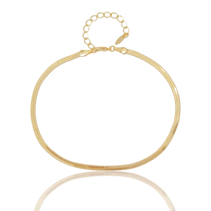 Tornozeleira Malha Fita 3mm Banho Dourado