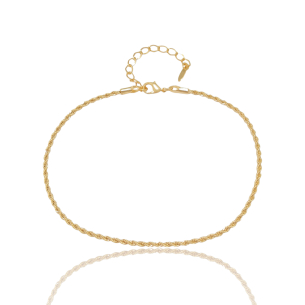 Tornozeleira Cordão Baiano 2mm Banho Dourado