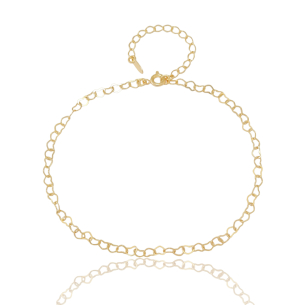 Tornozeleira Corações Banho Dourado