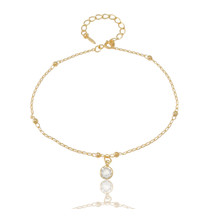 Tornozeleira Bolinhas com Ponto de Luz Banho Dourado