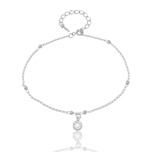 Tornozeleira Bolinhas com Ponto de Luz Banho Branco