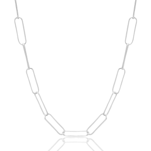 Gargantilha Elos Ovais 6mm Banho Branco