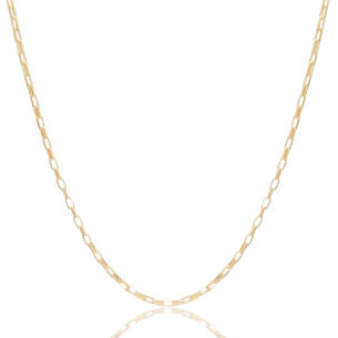 Gargantilha Elos Retos 2 mm Banho Dourado - 45 cm
