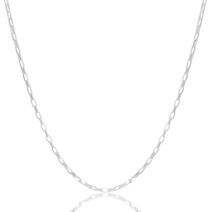 Gargantilha Elos Retos 2 mm Banho Branco - 45 CM