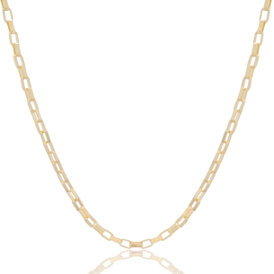 Gargantilha Elos Retos 3mm Banho Dourado