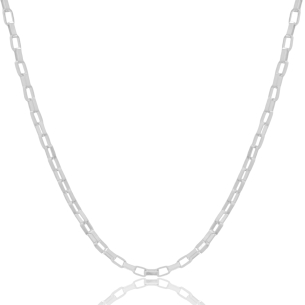 Gargantilha Elos Retos 3mm Banho Branco