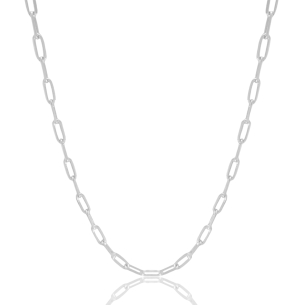 Gargantilha Elos Ovais 3.5mm Banho Branco