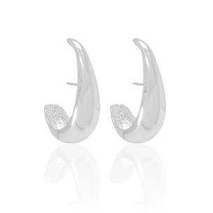 Ear Hook Meia Lua Liso 3.3 cm Banho Branco