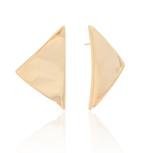 Brinco Triangular Liso Banho Dourado