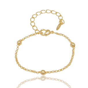 Pulseira Infantil Elos Portugueses com Bolinha Banho Dourado