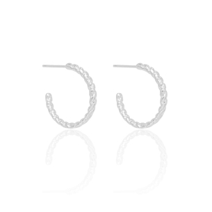 Brinco Argola Torcida 2 cm Banho Branco