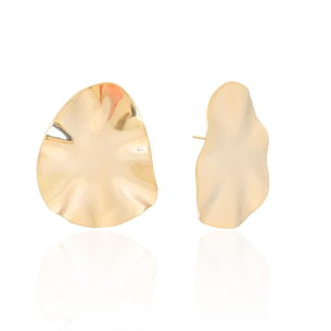 Brinco Orgânico Oval Banho Dourado