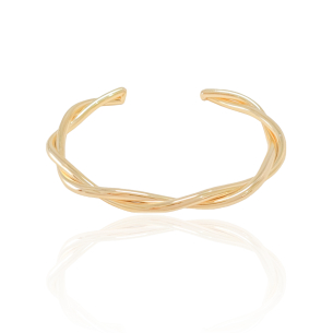 Bracelete Fios Entrelaçados Lisos 6 mm Banho Dourado
