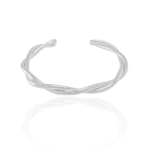 Bracelete Fios Entrelaçados Lisos 6 mm Banho Branco
