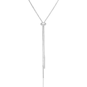 Gargantilha Longa Veneziana Palito Fecho Gravata Banho Branco