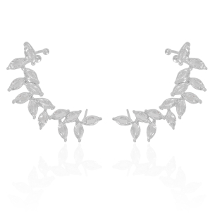 Ear Cuff Navetes Zircônia Banho Branco