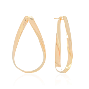 Brinco Gota Lisa com Detalhes Banho Dourado