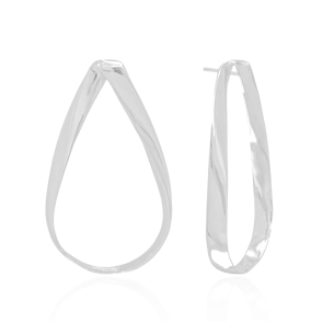 Brinco Gota Lisa com Detalhes Banho Branco