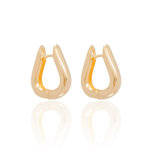 Brinco Argola Oval Tubo Banho Dourado