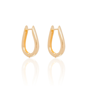 Brinco Argola Tubo Oval Liso 2.5 cm Banho Dourado