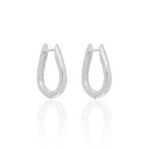 Brinco Argola Tubo Oval Liso 2.5 cm Banho Branco