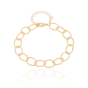 Pulseira Elos Ovais 8mm Banho Dourado