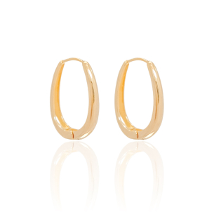 Brinco Argola Oval Lisa 2.6 cm Banho Dourado
