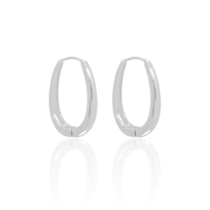 Brinco Argola Oval Lisa 2.6 cm Banho Branco