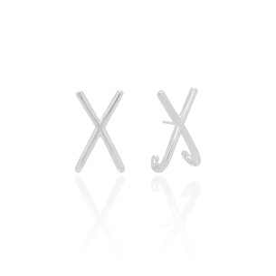 Brinco em X Liso Banho Branco