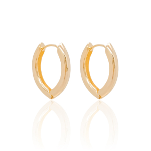 Brinco Argola Tubo Oval Lisa 2.4 cm Banho Dourado