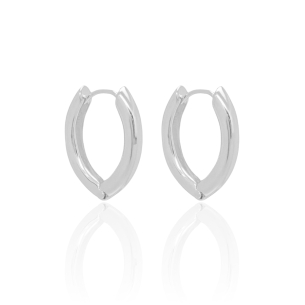 Brinco Argola Tubo Oval Lisa 2.4 cm Banho Branco