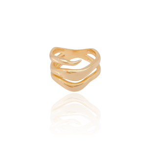 Anel Liso Ondas Tamanho 17 Banho Dourado