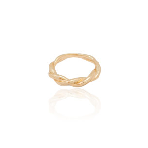 Anel Liso Torcido Tamanho 16 Banho Dourado
