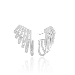 Ear Cuff Seis Filetes Banho Branco