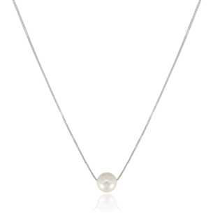 Gargantilha Perola Veneziana Banho Branco