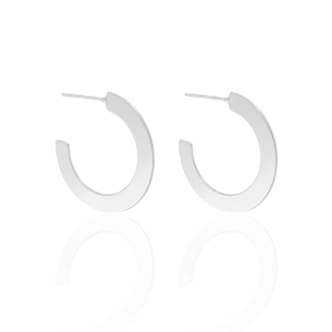 Brinco Argola Flat Lisa 2.5 cm Banho Branco