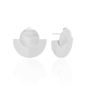 Brinco Redondo Meia Lua Banho Branco