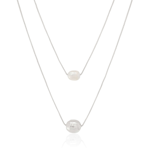 Gargantilha Dupla Pérola Barroca Banho Branco