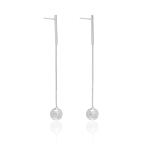 Brinco Pêndulo Rabo de Rato Bola Lisa Banho Branco