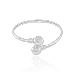 Bracelete Liso Detalhes Bola Banho Branco