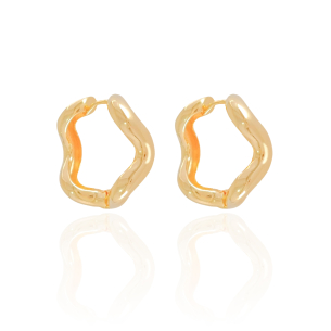 Brinco Argola Ondulada 2.2 cm Banho Dourado