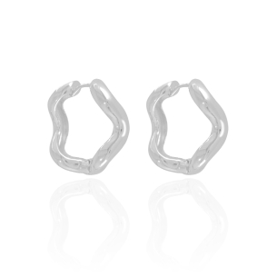 Brinco Argola Ondulada 2.2 cm Banho Branco