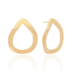 Brinco Gota Vazada Martelada Banho Dourado