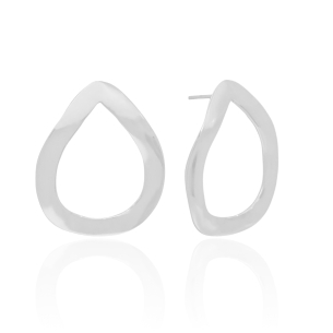 Brinco Gota Vazada Martelada Banho Branco