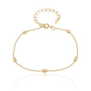 Pulseira Bolinhas Achatadas Banho Dourado