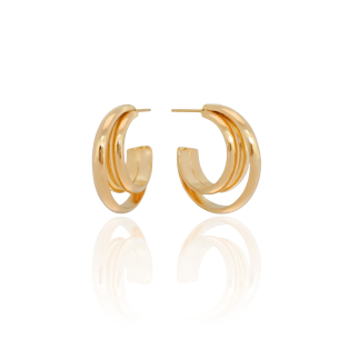 Brinco Argola Filetes Lisos 2.1 cm Banho Dourado