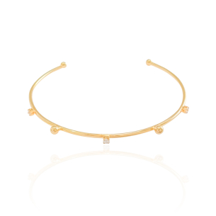 Bracelete Bolas Pontos de Luz Cristal Banho Dourado