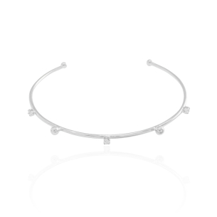 Bracelete Bolas Pontos de Luz Cristal Banho Branco